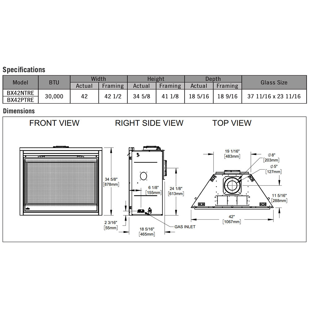 Napoleon BX42TRE Ascent X Series Electronic Ignition Direct Vent Gas Fireplace
