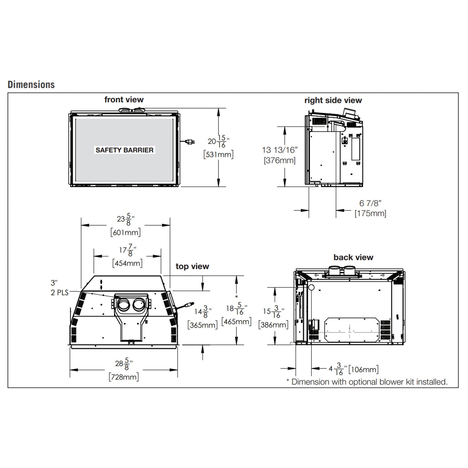 Napoleon GDIX3N-1 Oakville Series Electronic Ignition Direct Vent Gas Fireplace Insert