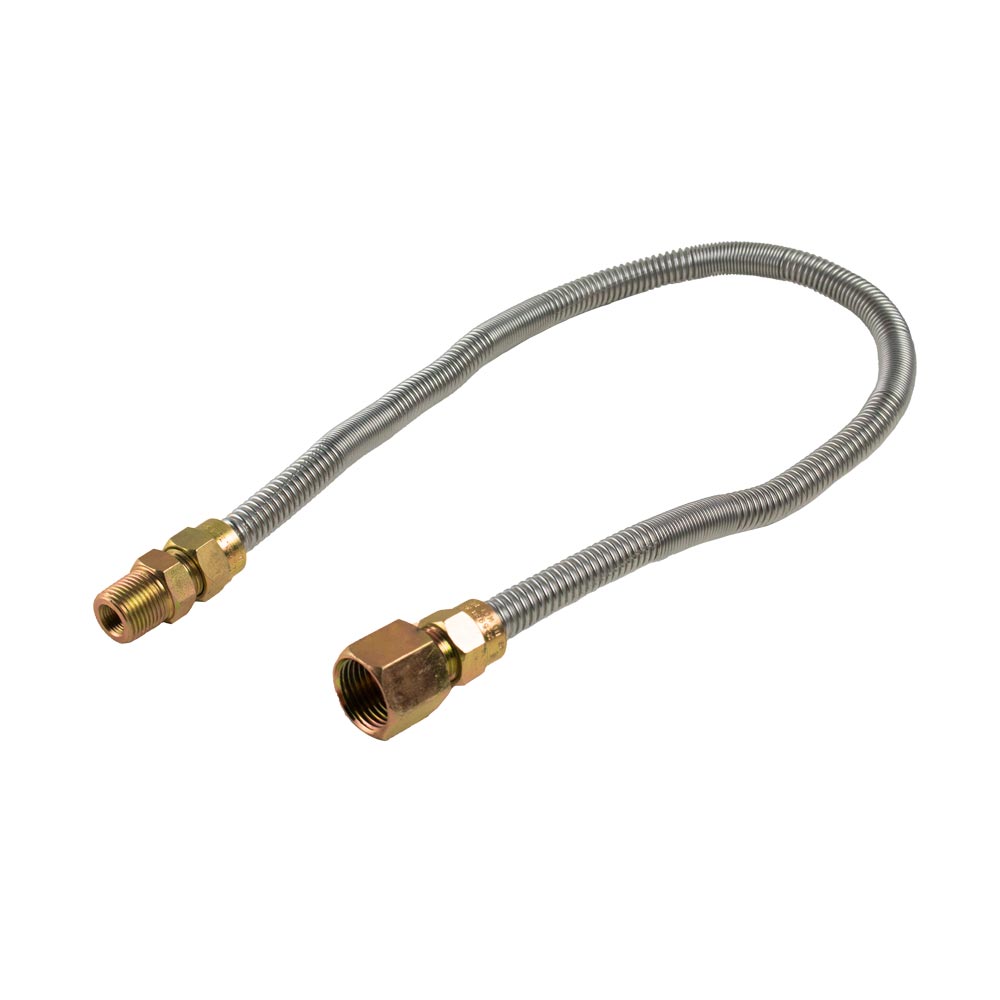 White Mountain Hearth Stainless Steel Gas Flex Line, 3/8-Inch MIP x 3/8-Inch FIP, 24-Inches