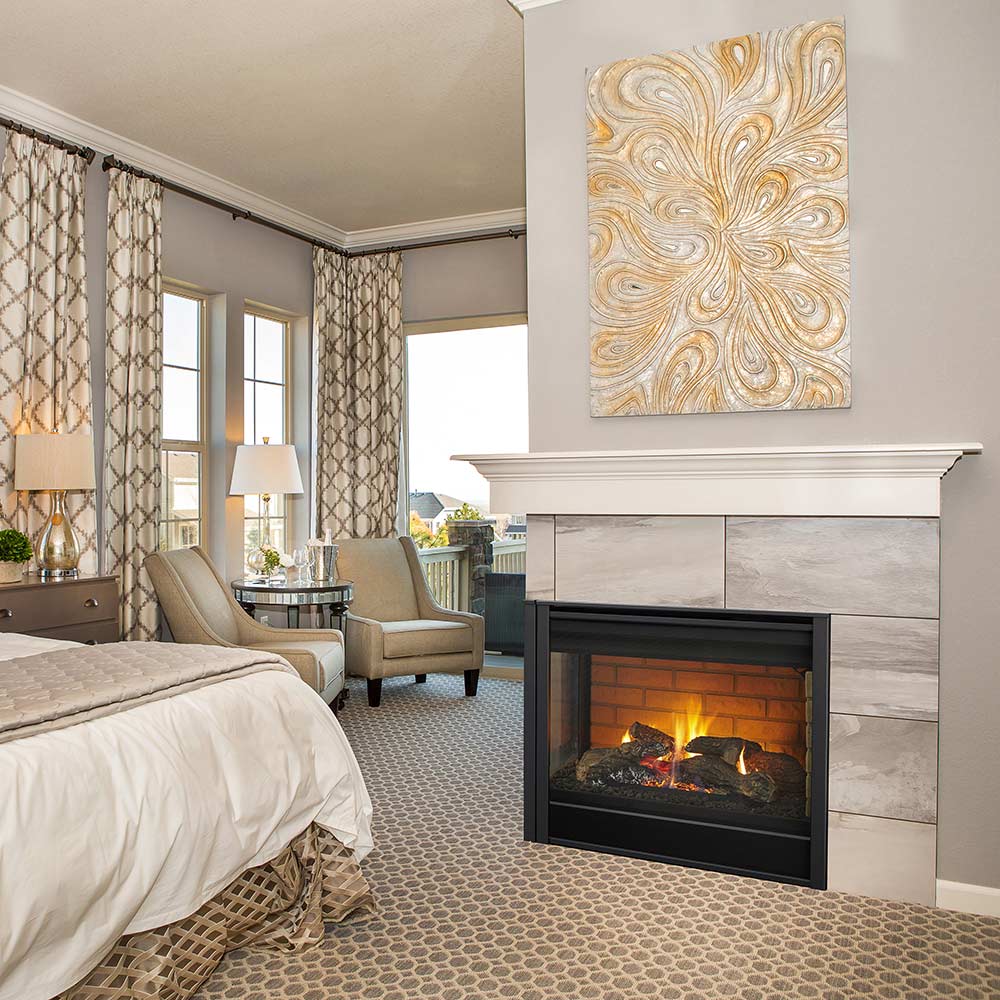 Majestic 36-Inch Direct Vent Multi-Sided Left Corner Gas Fireplace with IntelliFire Ignition