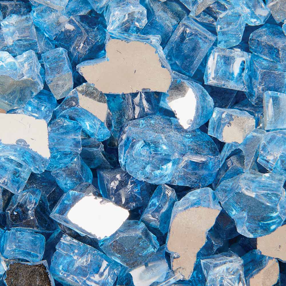 Grand Effects Reflective 1/4" Blue Lagoon Fire Glass, 25 lbs