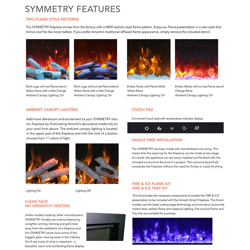 Amantii Symmetry Indoor/Outdoor Built-In Smart Electric Fireplace
