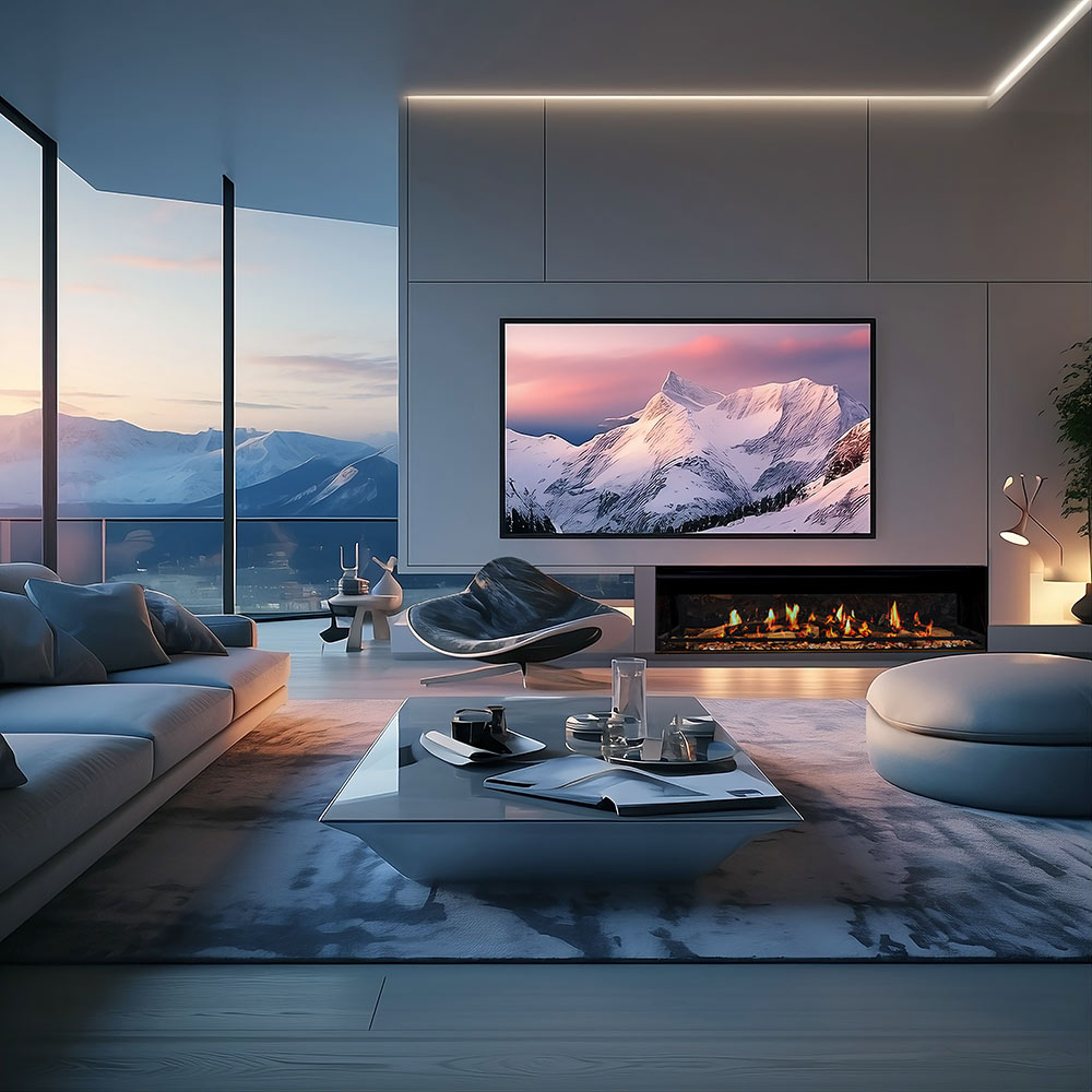 Ortal Holographic 74-Inch Linear Electric Fireplace