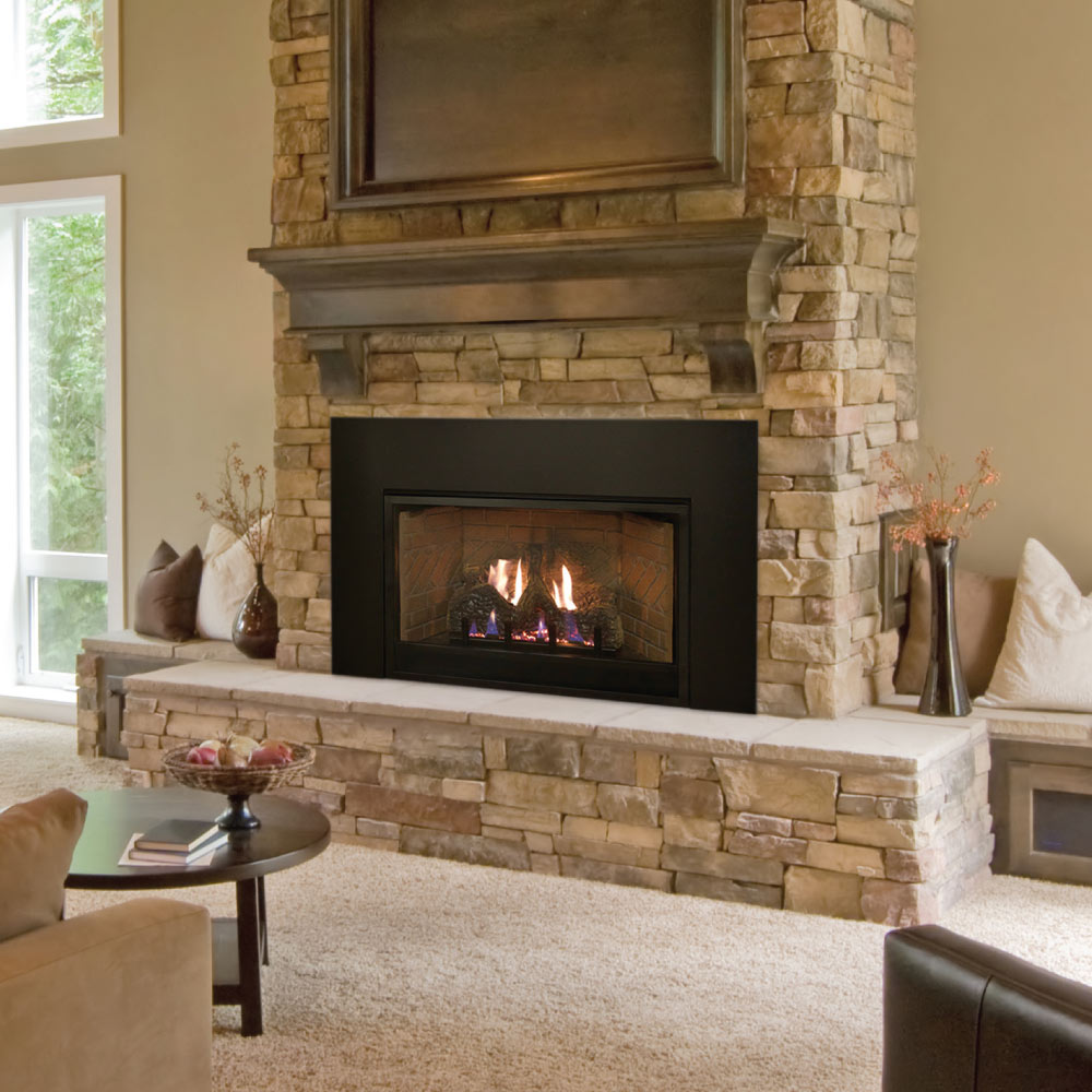 White Mountain Hearth VFPC28IN Innsbrook Ventless Fireplace Insert with Log Set and Banded Brick Liner, 28-Inches