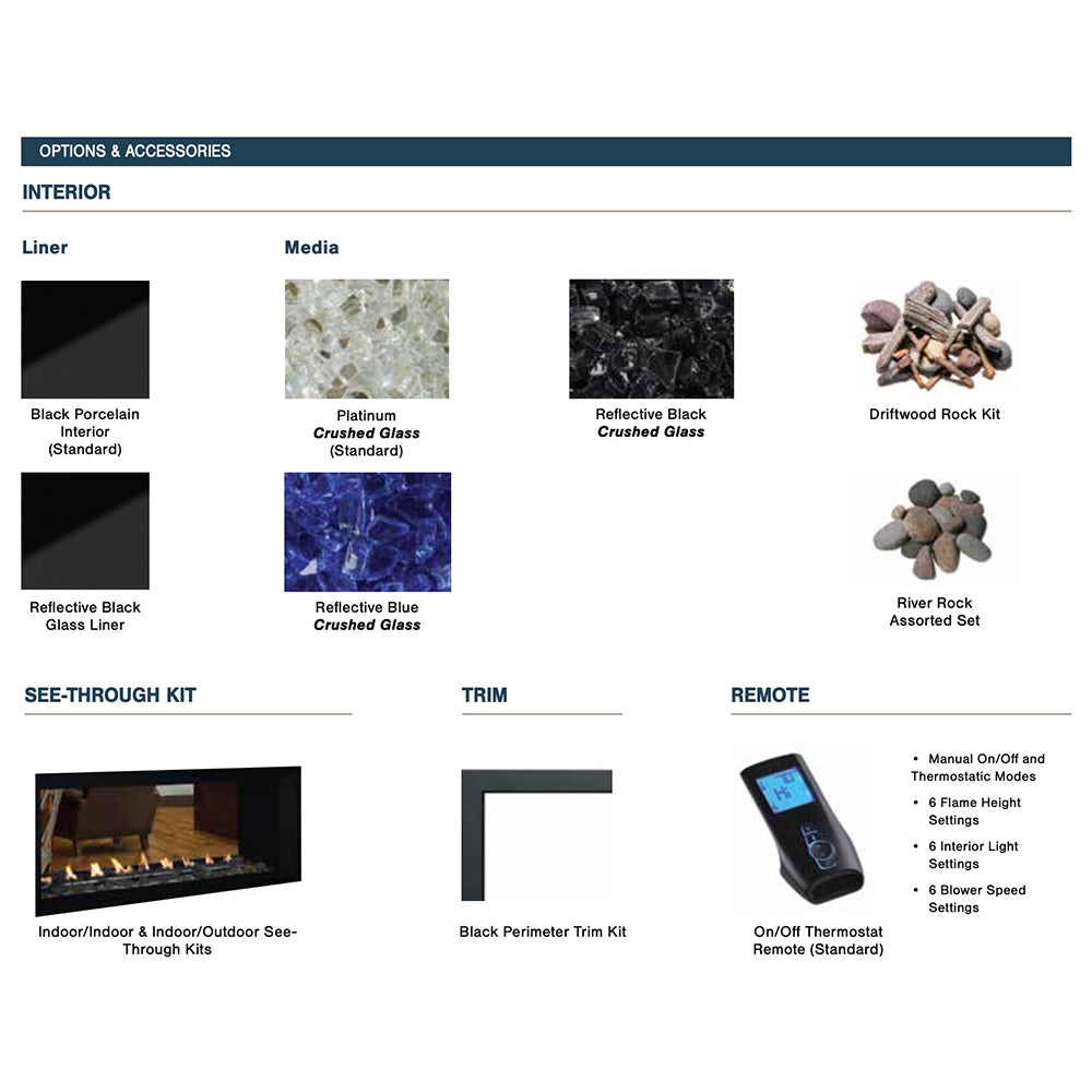 Superior 48-Inch Electronic Ignition Vent-Free Linear Gas Fireplace with Lights and Remote