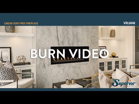 Superior 48-Inch Electronic Ignition Vent-Free Linear Gas Fireplace with Lights and Remote