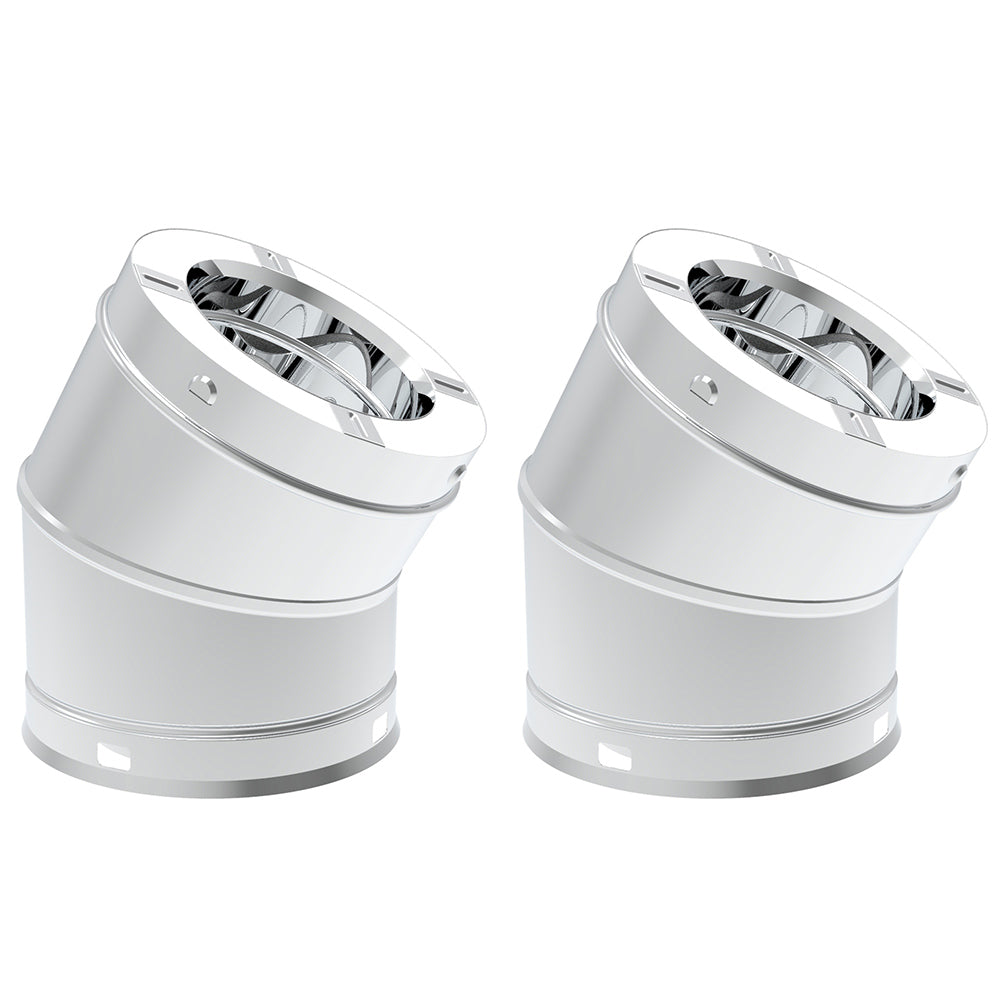 Stainless steel 30-degree chimney elbow, 2-pack