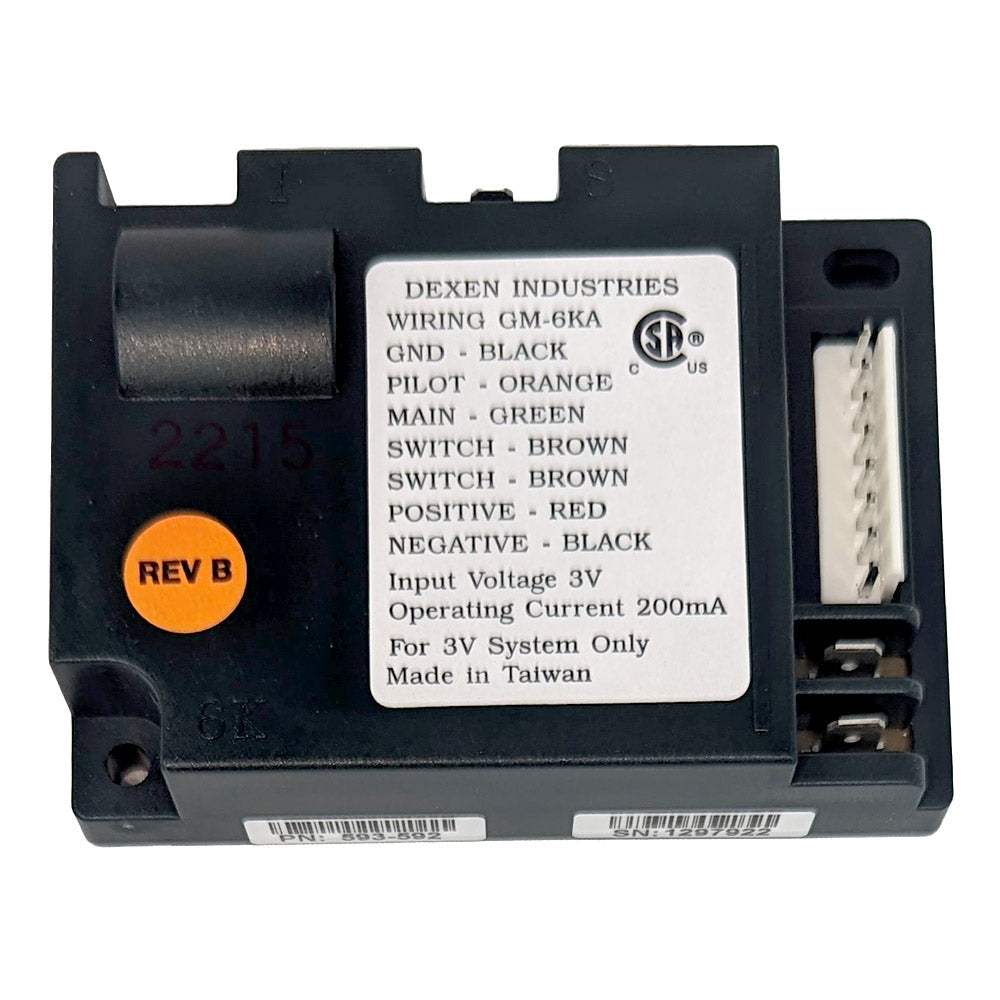 Black replacement control module with wiring label and terminal connectors