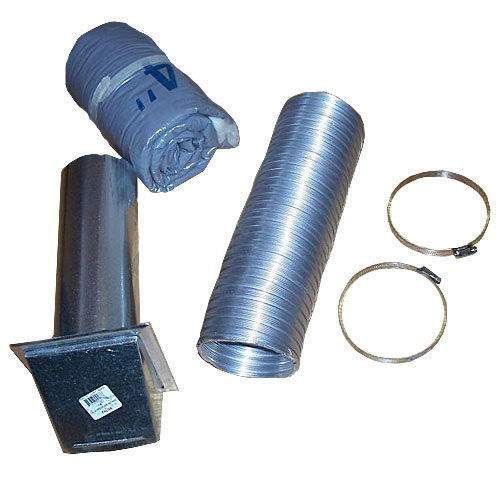 Outside air kit: insulated flex duct, metal pipe, wall box, and clamp rings