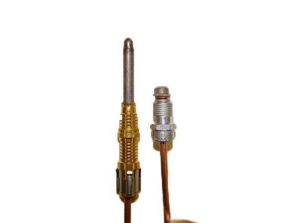 Thermocouple assembly with metal probe, threaded connector, and insulated copper leads