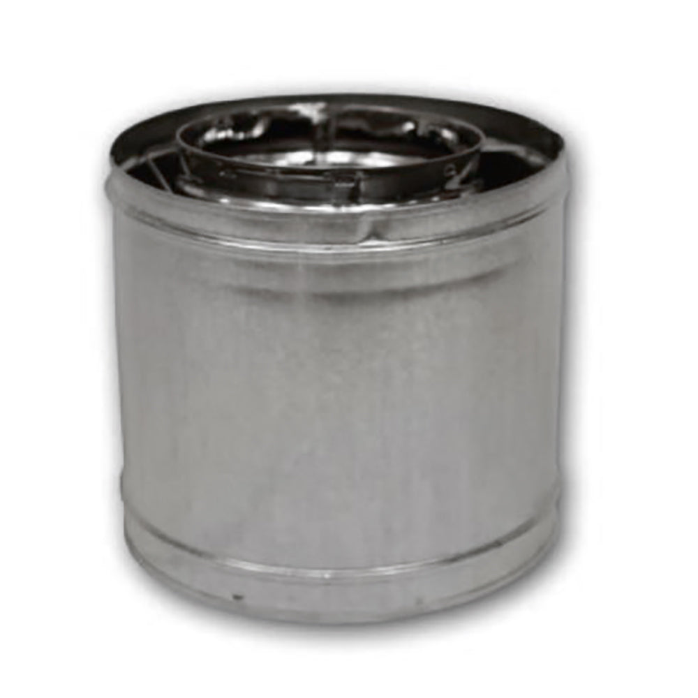 8-inch double-wall chimney pipe section with snap-lock rim, stainless steel, silver