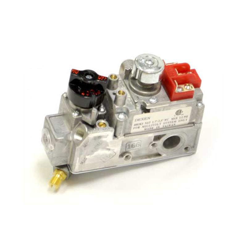 Dexen vent-free millivolt valve assembly with red control cover and metal housing