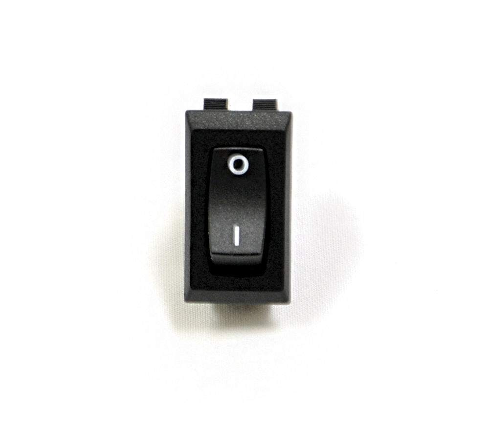 Black rocker on/off switch with O and I markings