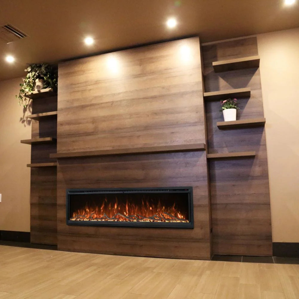 Modern Flames Orion V2 Slim 60-Inch Linear Electric Fireplace with Allwood Wall System