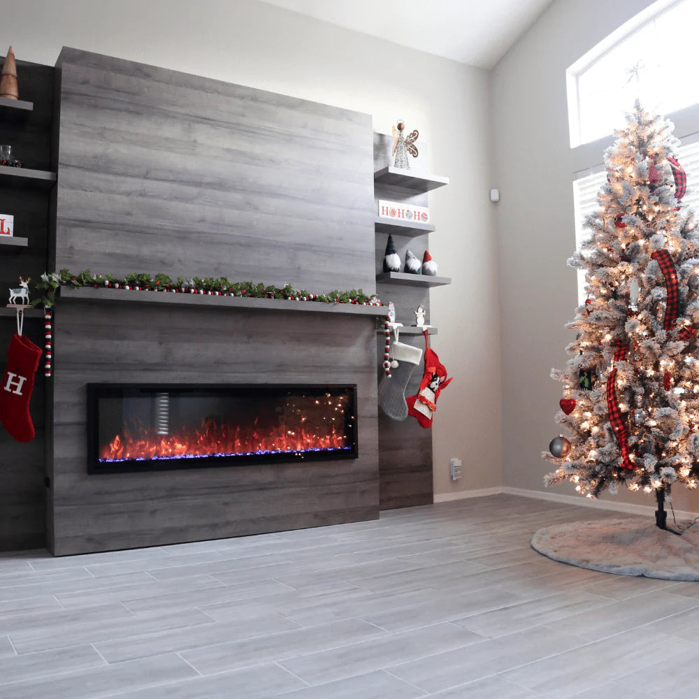Modern Flames Orion V2 Slim 60-Inch Linear Electric Fireplace with Allwood Wall System