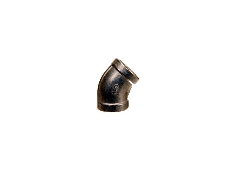 Stainless steel 45-degree elbow fitting, 3/4-inch, metallic finish