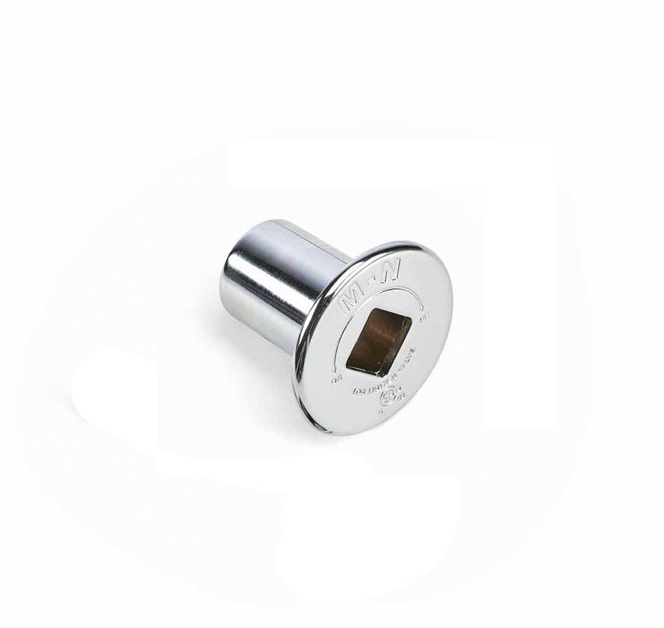 Chrome fire polished flange with circular face and cylindrical body