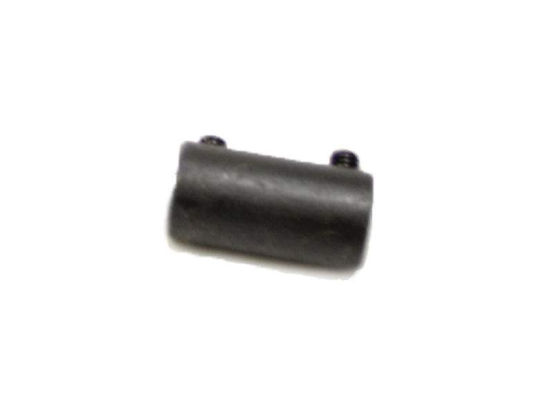 Fire connecting collar for stem wrench, dark metal cylinder with two bolts