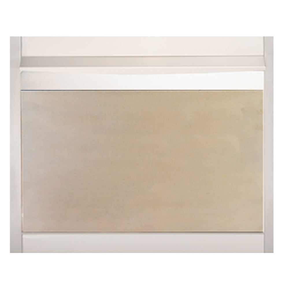 42-inch stainless steel outdoor weather cover with rectangular panel and metal trim