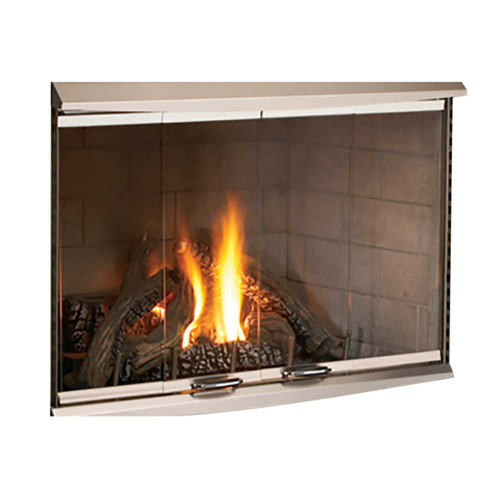 Superior Brushed Stainless Outdoor Bi-Fold Glass Door with Frame & Hoods for VRE4342 Fireplaces