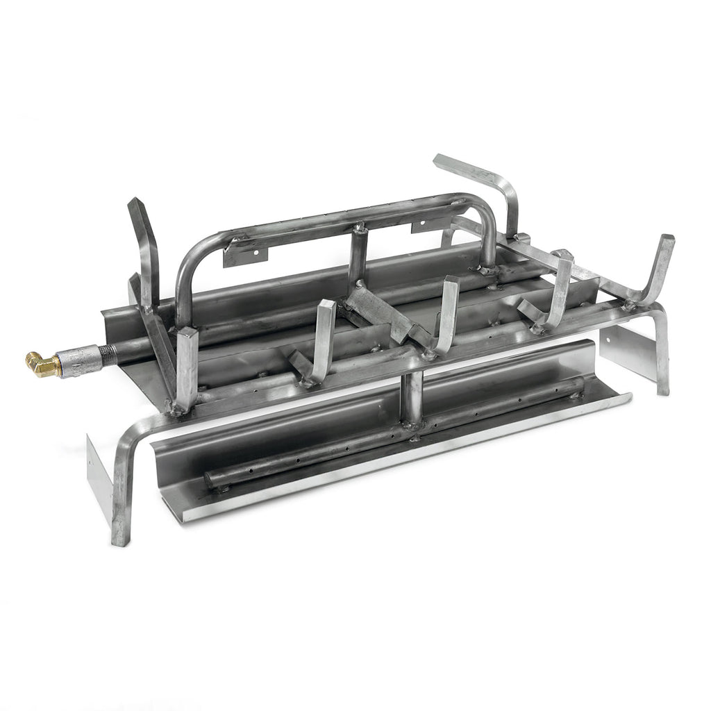 Stainless steel 3-burner grill system with metal frame and burner grates