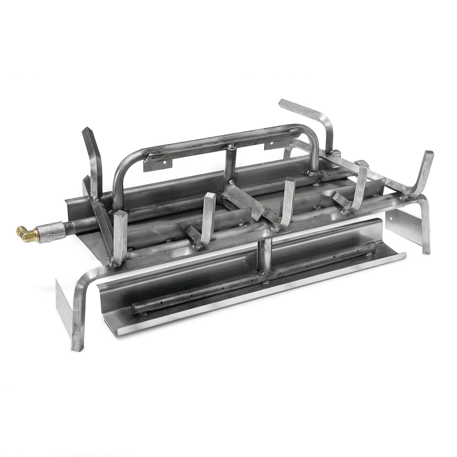 Stainless steel 3-burner grill system with metal frame and burner grates