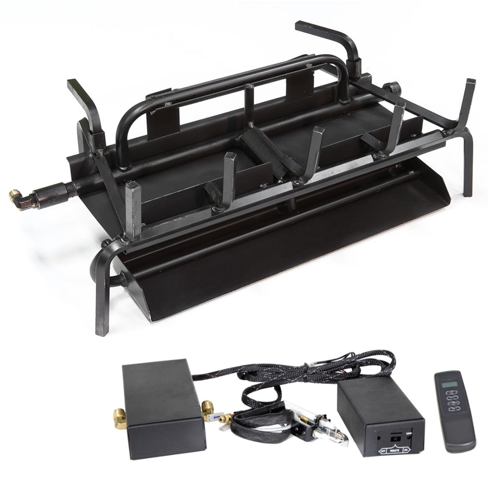 Three-burner system with electronic ignition and remote control, black metal