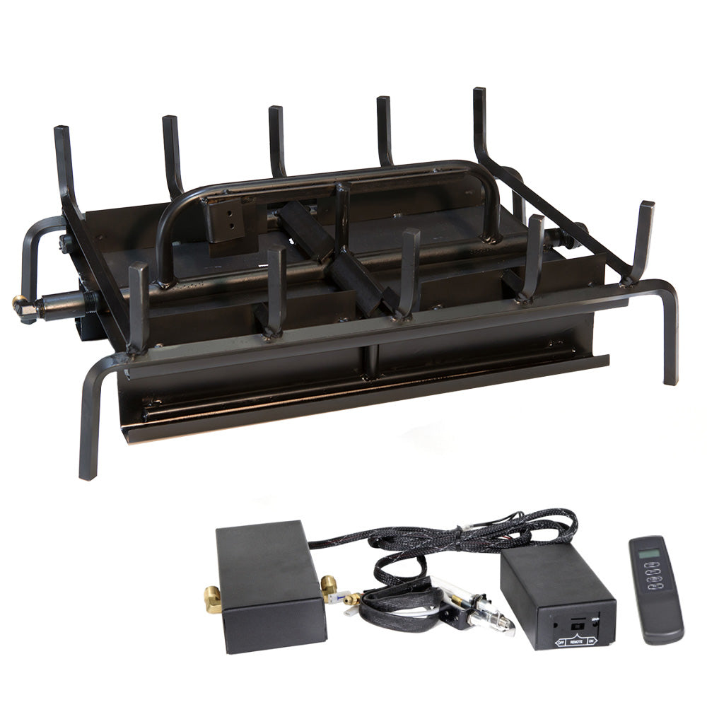 Double-sided 3-burner grill system with electronic battery pack and remote control