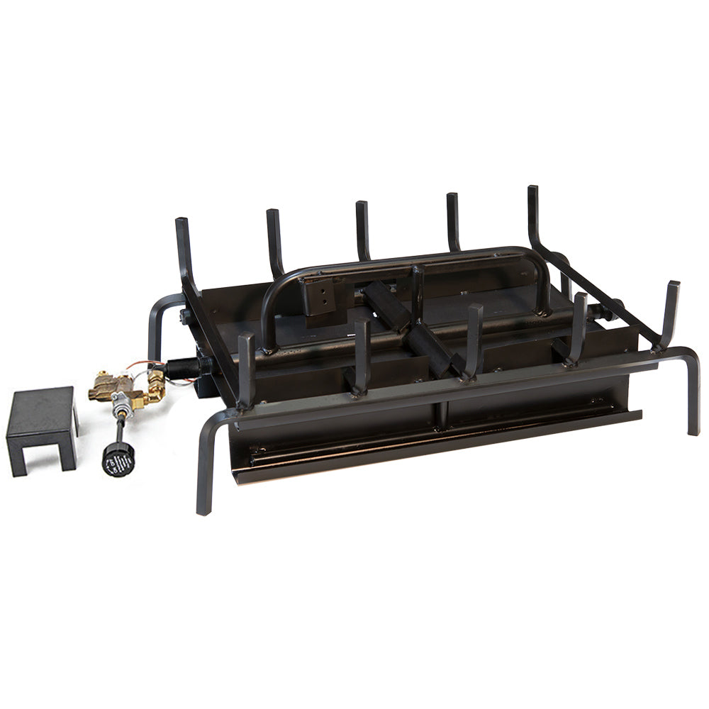 3-burner gas grill with safety pilot system, black metal frame and burner grates