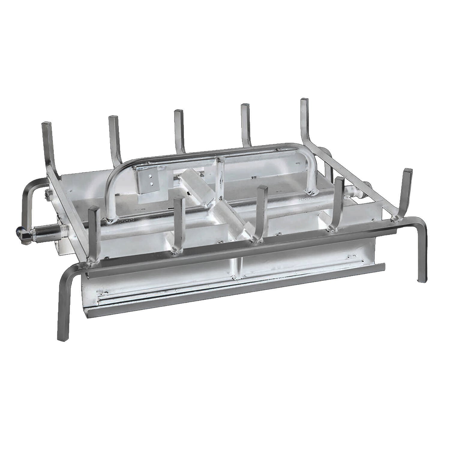 Stainless steel double-sided 3-burner grill base with raised burner frame