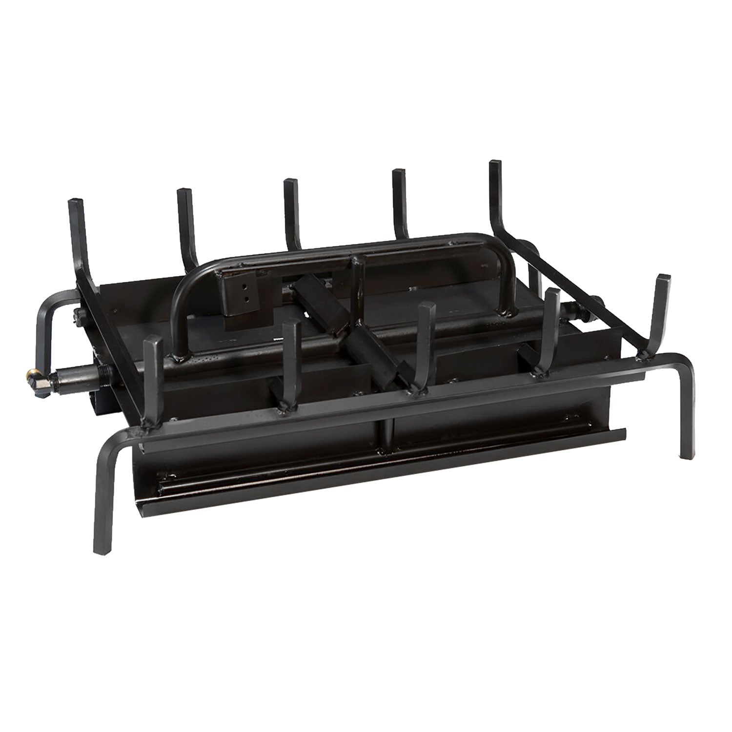 3-burner double-sided grill system with black metal frame and control panel