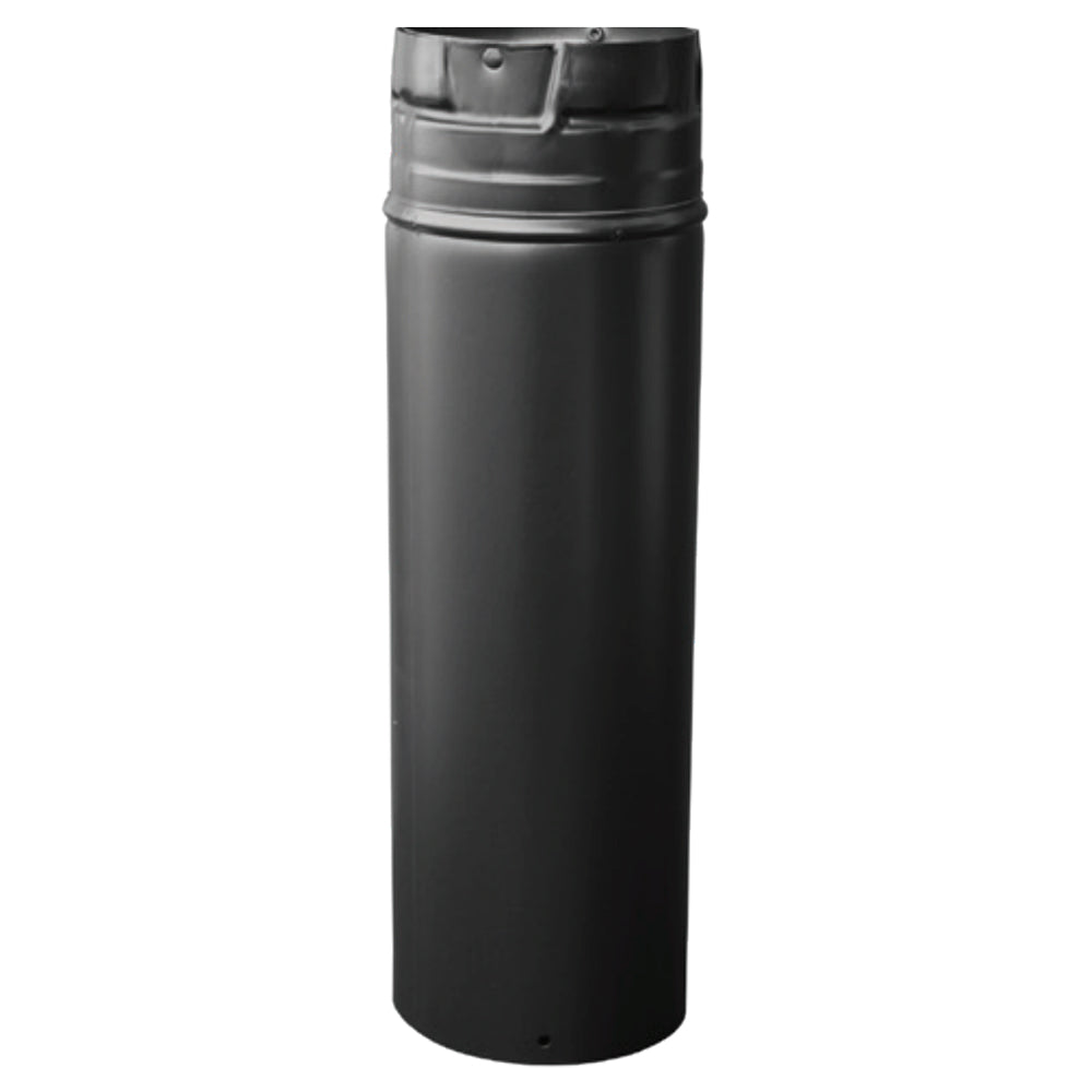Black steel stove pipe extension, 3-inch PelletVent Pro pipe section