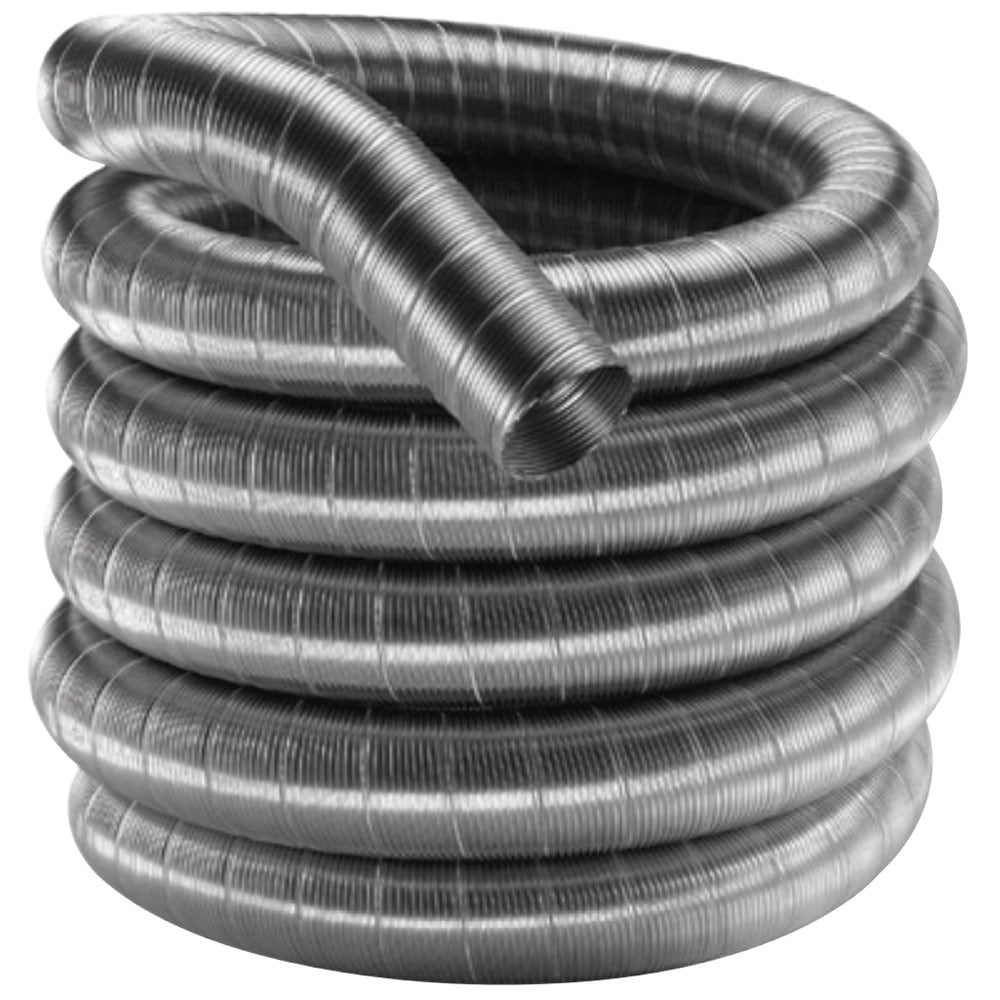 DuraVent BioFlex pellet vent pipe, 4-inch, ribbed flexible metal, silver