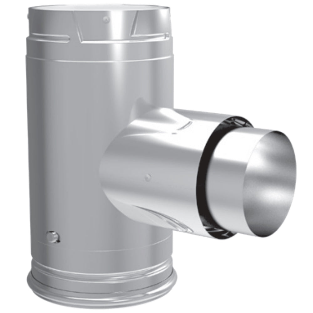 Galvanized steel pellet vent increaser adapter tee with clean-out cap, 3-inch