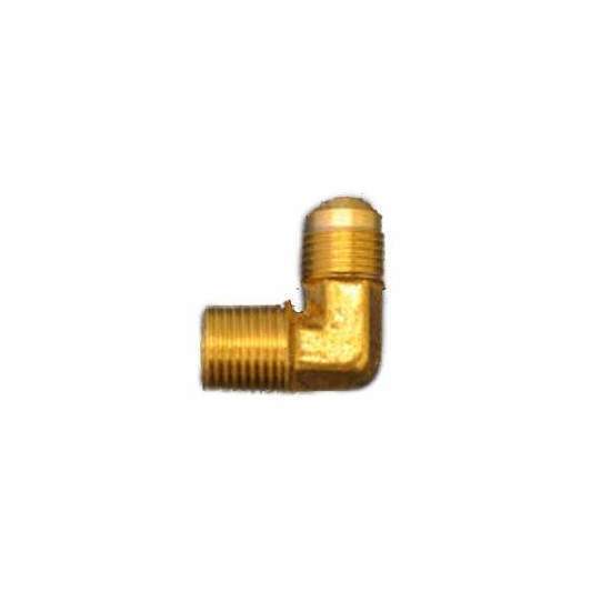 Brass 90-degree male elbow fitting with two threaded ends