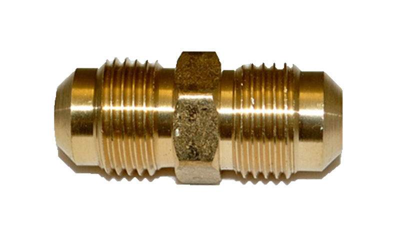 Brass union fitting for 1/2-inch tube, threaded ends and hex nuts