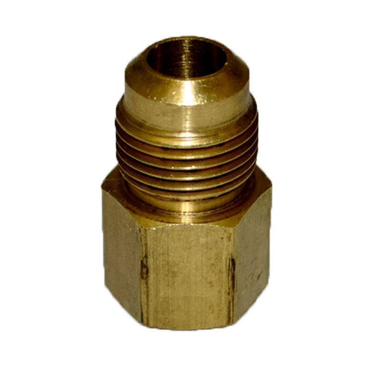 Brass threaded tube adaptor fitting with hex exterior and tapered inlet