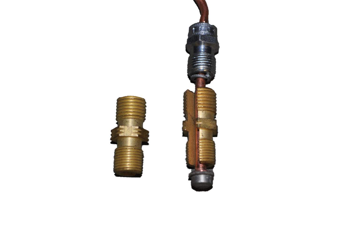 Brass thread adapter fitting, M9 to 11/32-inch, thermocouple