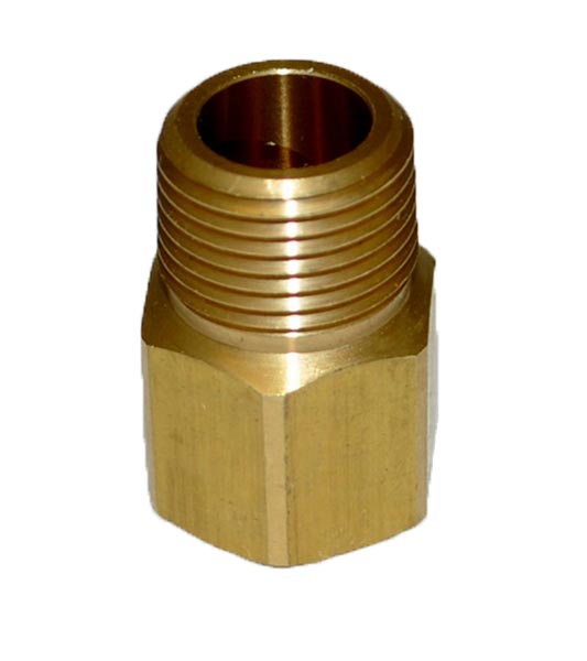 3/8-in brass pipe adaptor with hex body and internal top threads