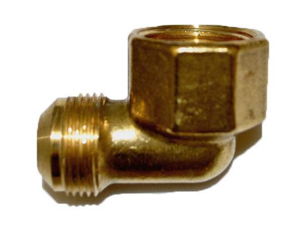 HPC brass 90-degree female elbow pipe fitting, hex head, 3/4 MIP to 15/16 FIP