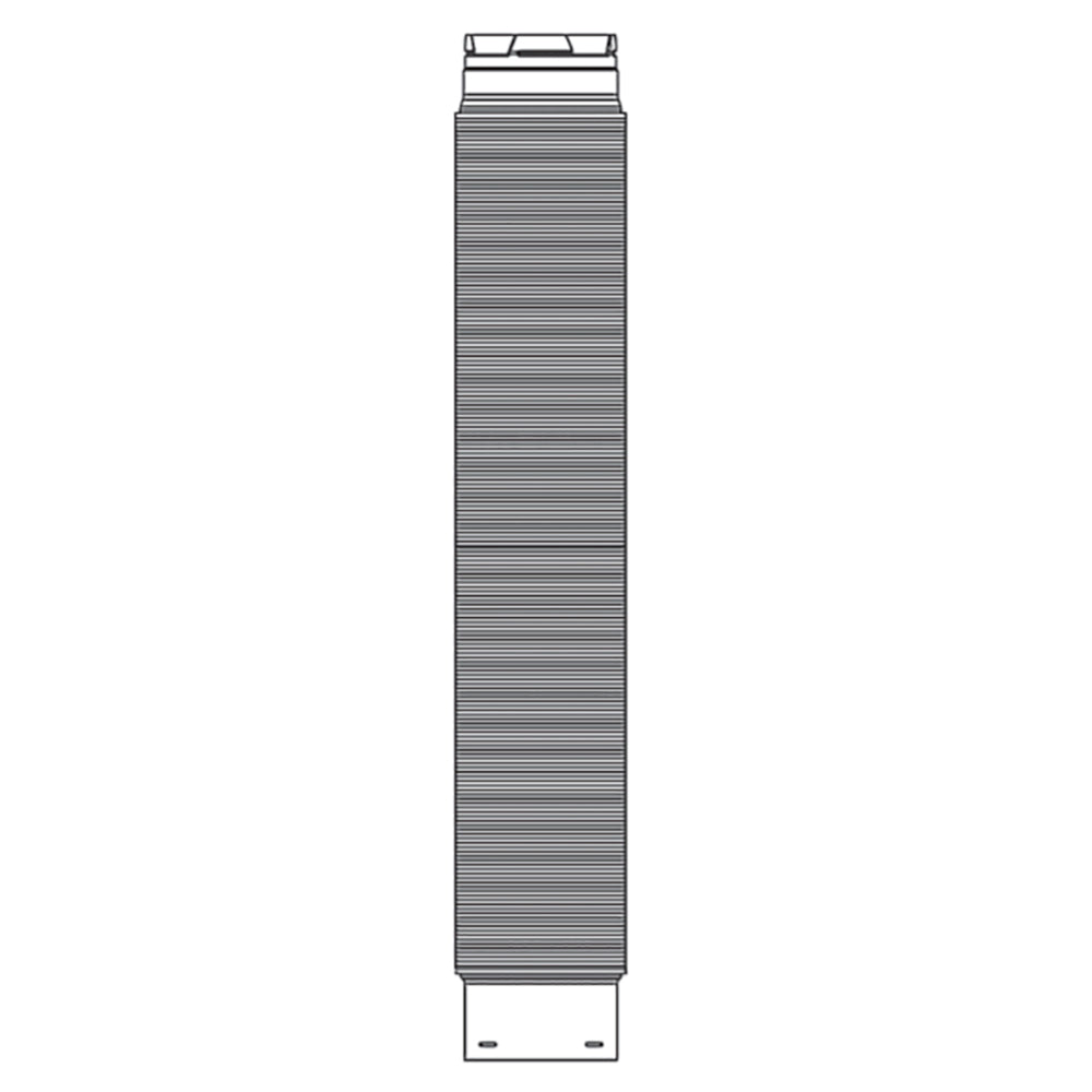 DuraVent concentric flex vent pipe, gray ribbed section with top and bottom connector ends