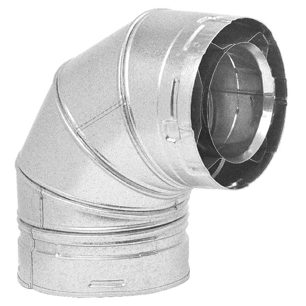 90° swivel elbow for 4x7 direct-vent rigid pipe, silver metal