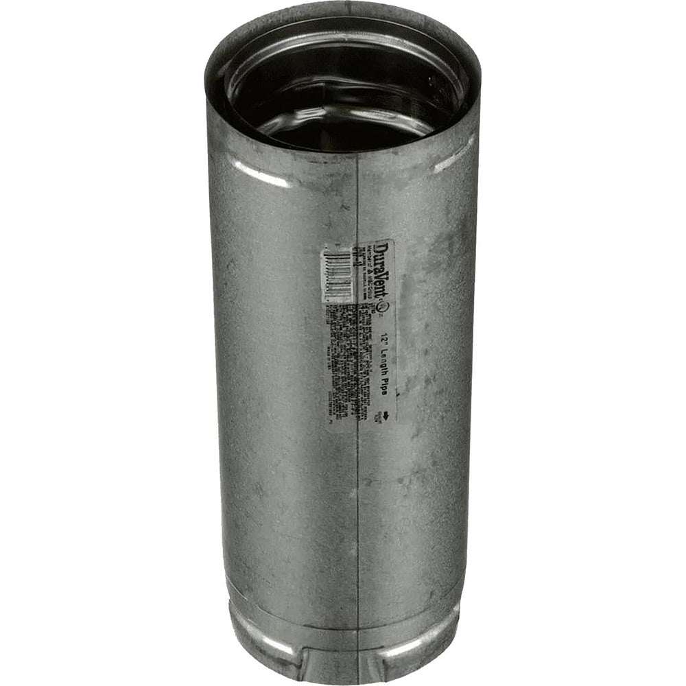 DuraVent 4-inch galvalume steel stove pipe, cylindrical section with sealed rim
