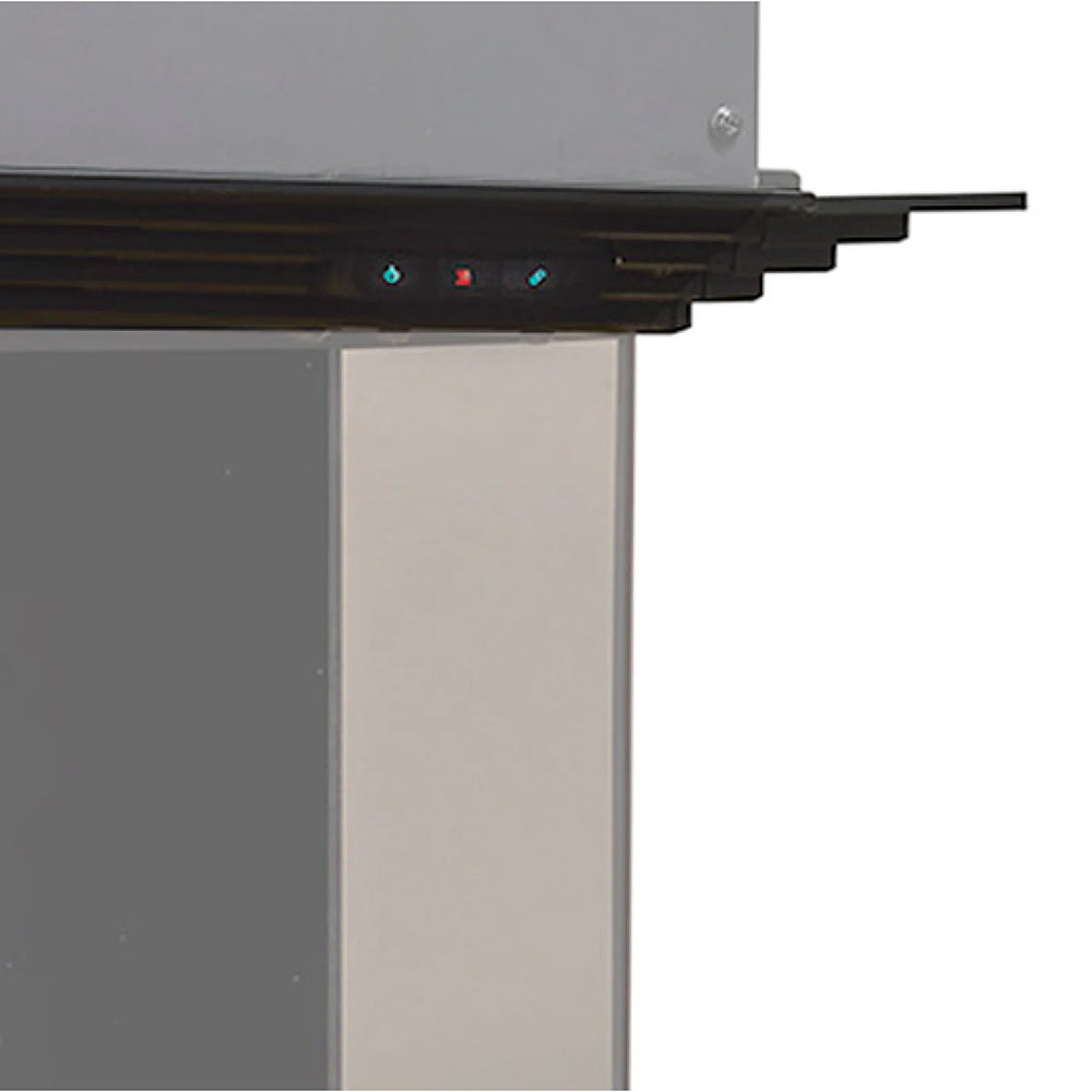 Electric firebox side trim accessory with top ledge and built-in control buttons