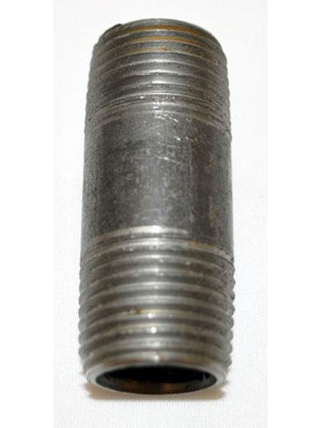 Black iron pipe nipple with 1/2-in MPT threads, 2-in length, open end