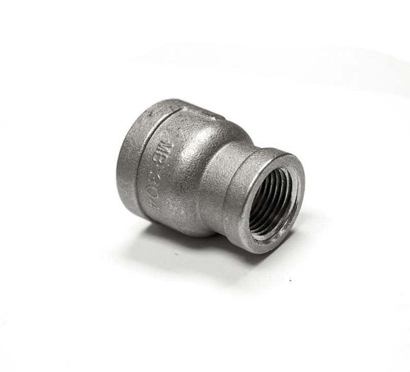 Stainless steel reducing coupler with internal threads