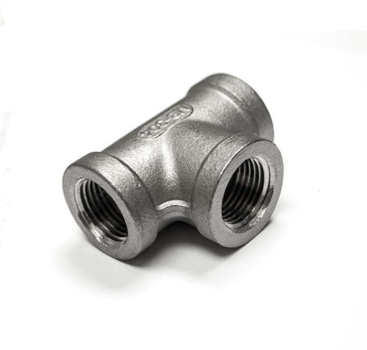 HPC Fire stainless steel tee fitting with 1/2-inch threaded ends