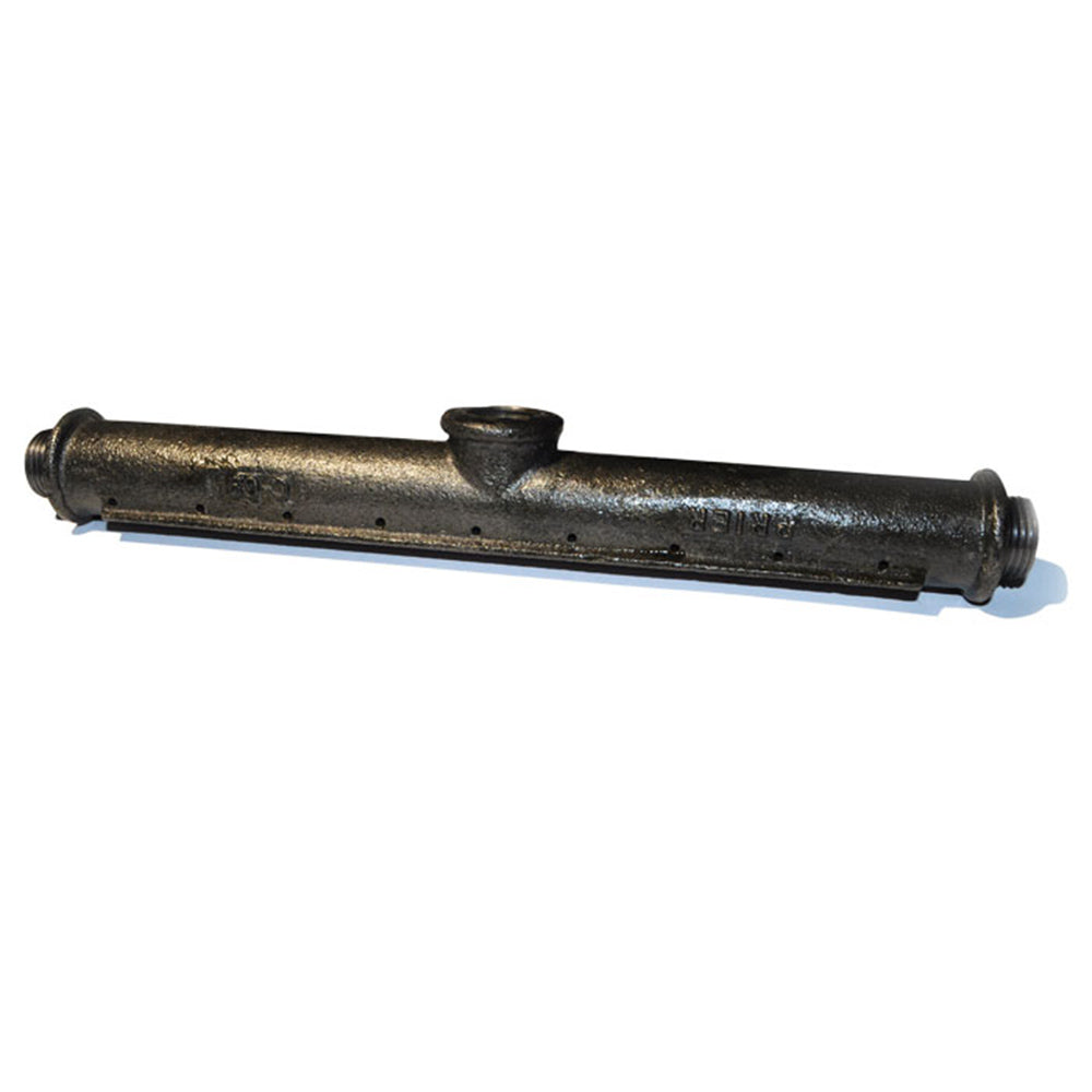 Cast iron log lighter with top thumb latch and threaded connectors