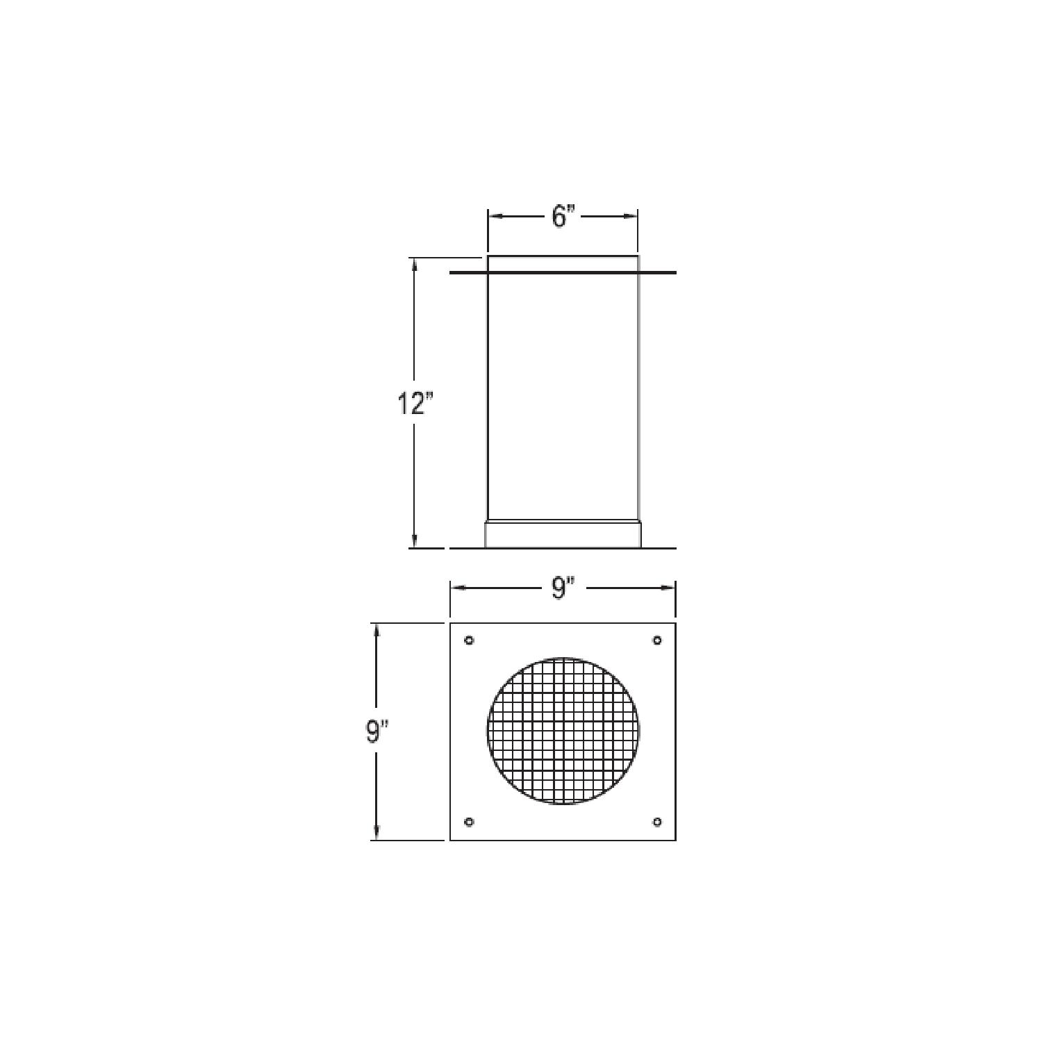 Chase air intake vent with rodent guard mesh, square plate dimensions 9 in by 12 in
