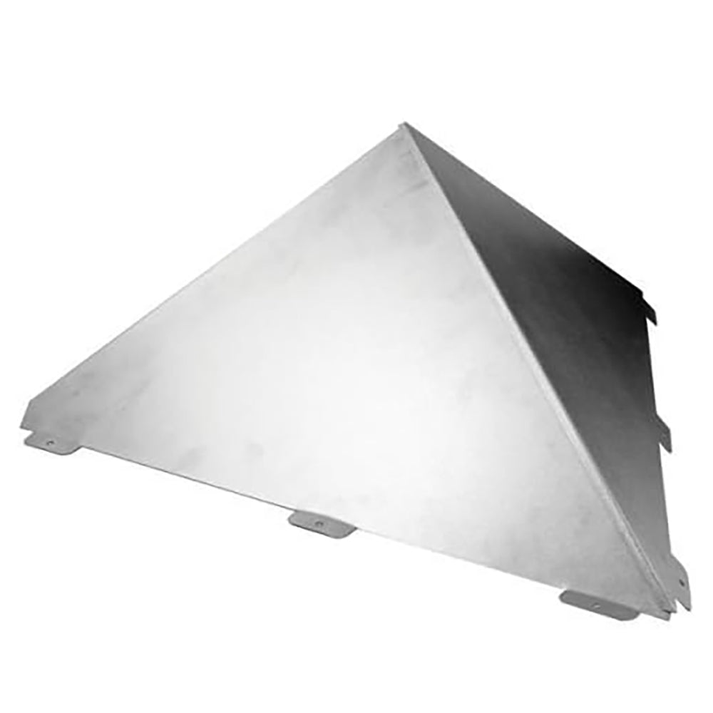 DuraVent DuraTech snow splitter, silver metal cone with dark back panel and side fins